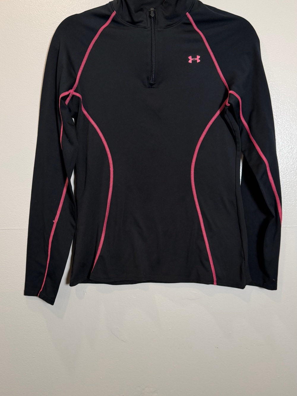 Under Armour Black Half-Zip Training Top with Pink Stitching